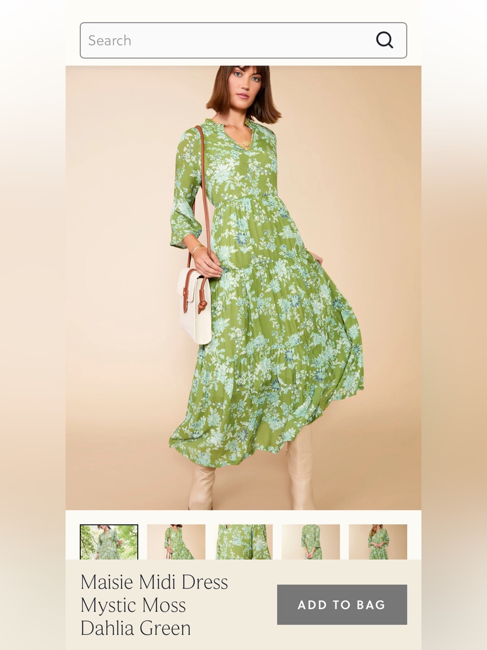 Spartina Mystic Moss Dahlia Green Midi Dress